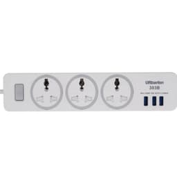 Haaroituspistoke USB-laturilla 3 seinäpistoketta 3 USB-porttia valkoinen