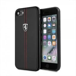 Ferrari iPhone 7/8/SE Deksel Vertical Stripe Ekte Skinn Svart Rød Söm