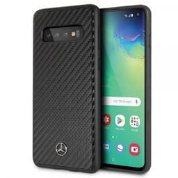 Mercedes Benz Samsung Galaxy S10 Cover Kulfibertekstur Mercedes Logo Sort