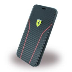 Ferrari Scuderia Carbon Etui till iPhone X/Xs Karbonfiberlook PU-skinn Svart Rød