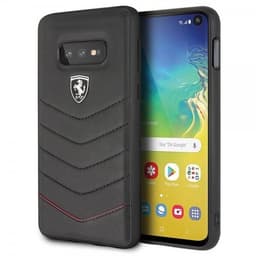 Ferrari Samsung Galaxy S10E Skal Svarta Stygn Ferrari Logo Äkta Läder Svart