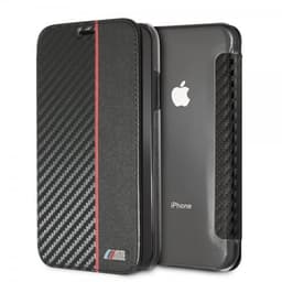 BMW iPhone Xr Kotelo Korttitaskulla Red Stripe Hiilikuiturakenne Musta