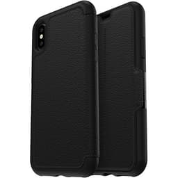 iPhone X/Xs Etui Strada Series Ekte Skinn Shadow Svart