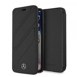 Mercedes Benz iPhone X/Xs Etui med Kortholder Mønster Logo Sort