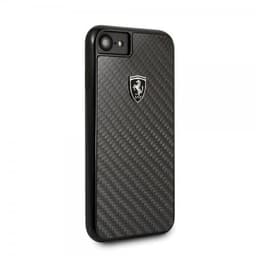 Ferrari iPhone 7/8/SE Cover Kulfibertekstur Ferrari Logo Hård Plastikik Sort
