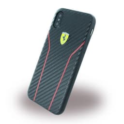 Ferrari Scuderia Carbon Deksel till iPhone X/Xs Karbonfiberlook PU-skinn Kortlomme Svart Rød