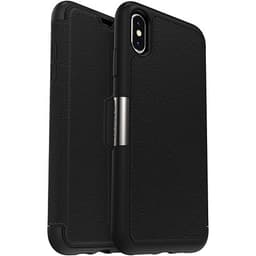 iPhone Xs Max Etui Strada Series Ekte Skinn Shadow Svart