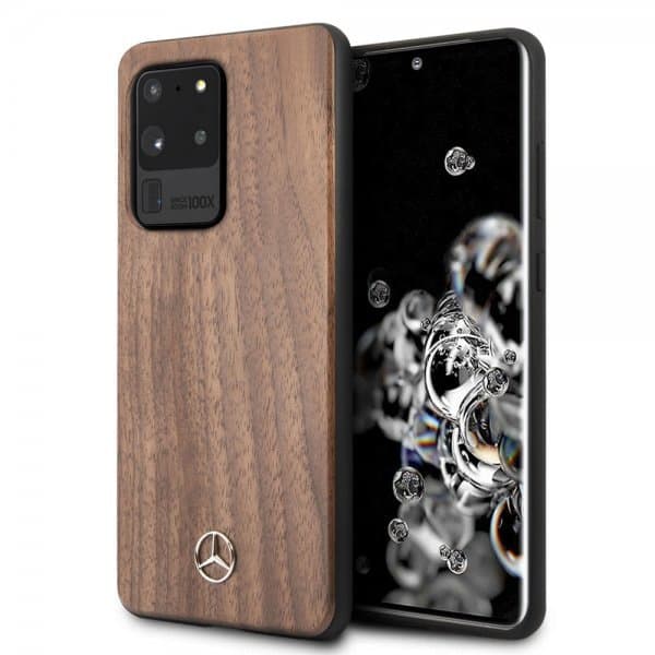 Mercedes Benz Samsung Galaxy S20 Ultra Cover Wood Line Brun