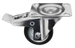 Transporthjul med plåt och broms svart - 80 mm