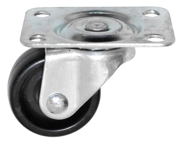Møbelhjul med plate svart - 30 mm