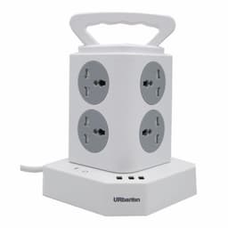 Smart grenstik med USB-oplader 8 vægstik 3 USB-porte Hvid