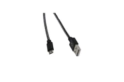 Erittäin pitkä latauskaapeli nailonia, USB - Micro USB 3m - Musta / valkoinen