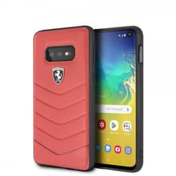 Ferrari Samsung Galaxy S10E Deksel Ekte Skinn Heritage Rød
