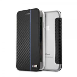 BMW iPhone 7/8/SE Kotelo Korttitaskulla Navy Stripe Hiilikuiturakenne Musta