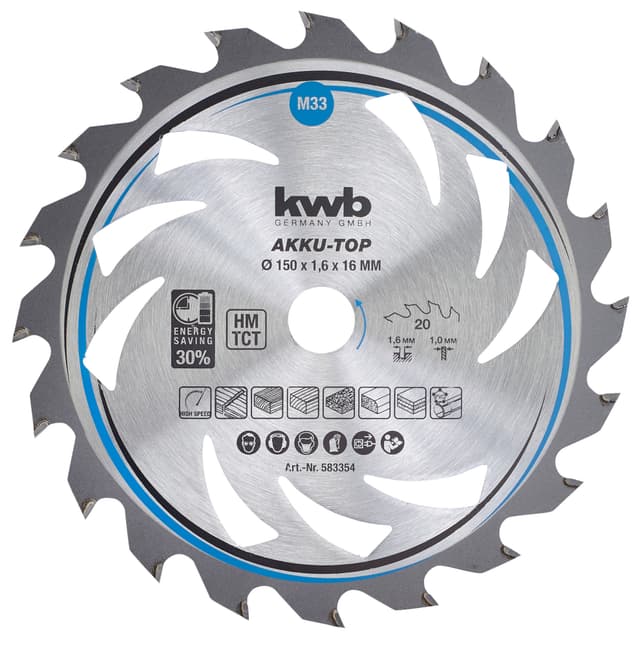 Rundsavsklinge, TCT, mediumfin, Ø150/Ø16 mm, 20 tænder