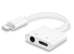 Lyd- og strømadapter 3.5 mm til iPhone - Hvid