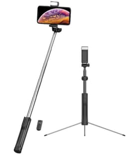 Selfie-pind med stativ, LED-lampe og fjernbetjening