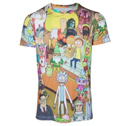 Rick & Morty T-shirt med billeder overalt (XL)