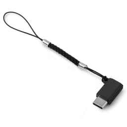 Micro USB hun til USB-C han - med rem - sort