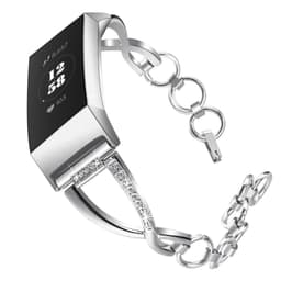 Fitbit Charge 3/4 rannekoru ruostumaton teräs hopea (L)