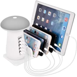 USB-ladestation QC3.0 med 5 porte og LED-lampe