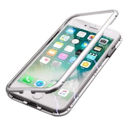 iPhone 7/8 skal Härdat glas/Magnetisk ram Silver