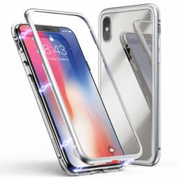 iPhone X / XS Suojakuori Lasi / Metalli Hopea