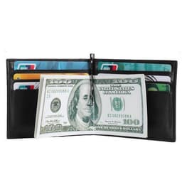 Kartong / lommebok med seddelklips - skinn - svart