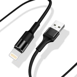 Lightning tiedot ja latauskaapeli - nylon - 1 m - musta