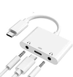 3-i-1 lyd- og ladeadapter for USB-C-mobiler
