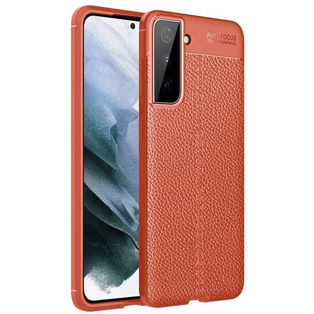 Nahkakuvioitu TPU kuori Samsung Galaxy S21  - punainen