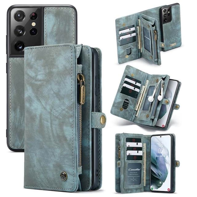 Multiplånbok CaseMe 11-kort Samsung Galaxy S21 Ultra  - Blå