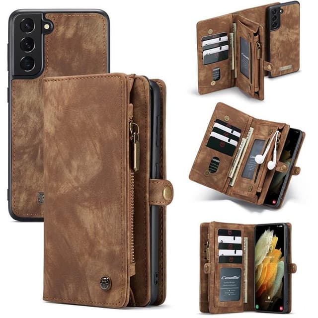 CaseMe Lompakkokotelo 11-kortti Samsung Galaxy S21 Plus  - ruskea