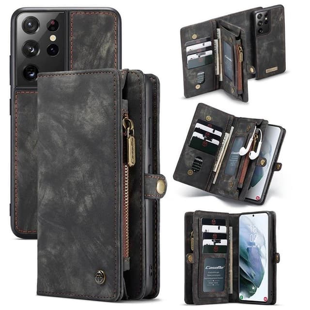 CaseMe Lompakkokotelo 11-kortti Samsung Galaxy S21 Ultra  - Musta / ha