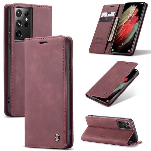 CaseMe Smart FlipCase Samsung Galaxy S21 Ultra  - Vinröd