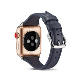 SKALO Kapea Nahkaranneke Apple Watch 42/44/45/49mm - Tummansininen