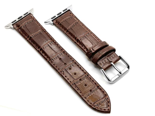 SKALO Læderarmbånd med krokodillemønster Apple Watch 42/44/45/49mm - Brun