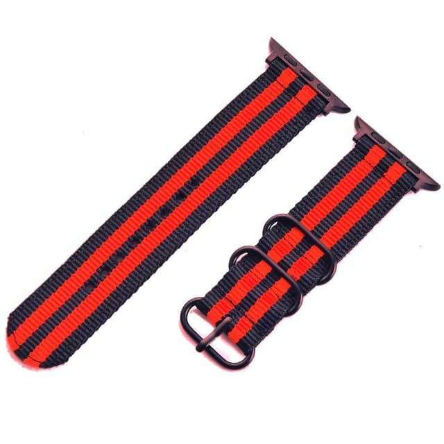 SKALO Nato armbånd i nylon Apple Watch 42/44/45/49mm - Sort-Rød