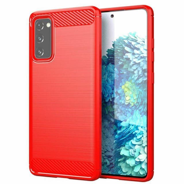 SKALO Samsung S20 FE Armor Carbon Iskunkestävä TPU suojakuori - Punainen