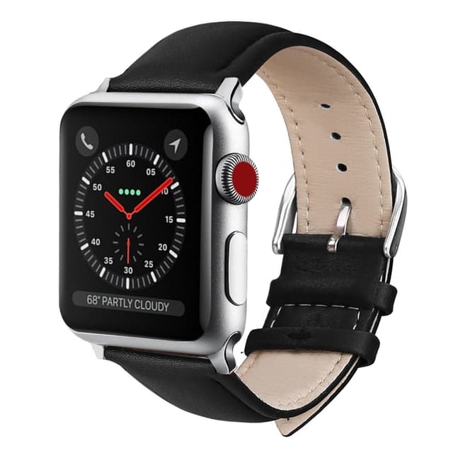 SKALO Nahkaranneke Apple Watch 38/40/41mm - Musta