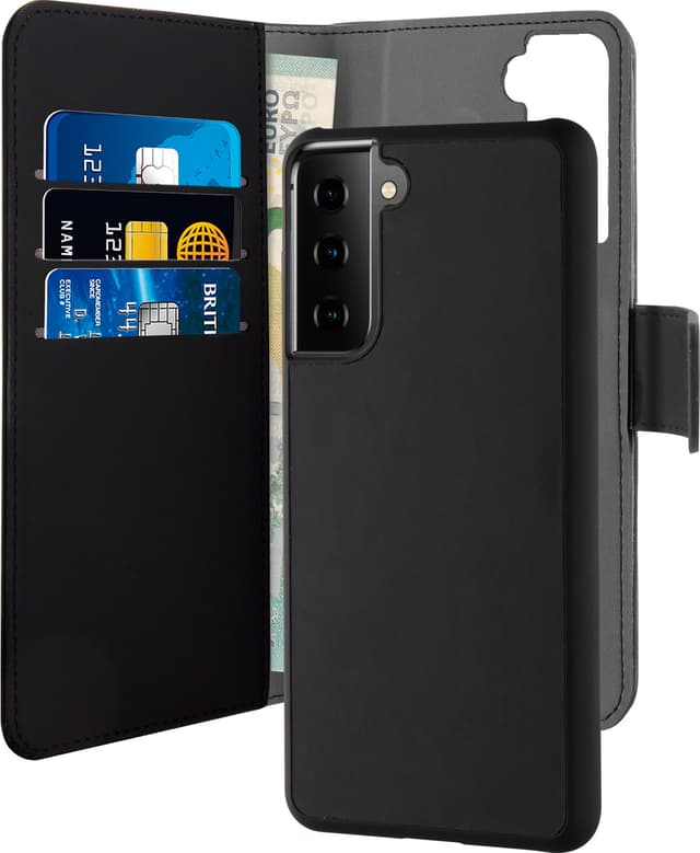Puro 2-i-1 lommebokdeksel til Samsung Galaxy S21 Plus (sort)