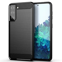 SKALO Samsung S21 Armor Carbon Iskunkestävä TPU suojakuori - Musta