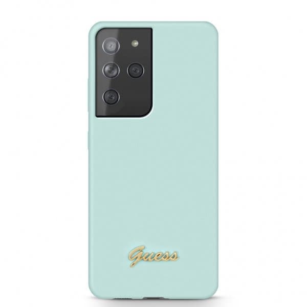 Guess Samsung Galaxy S21 Ultra Cover Metal Logo Lyseblå