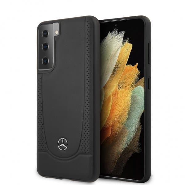 Mercedes Benz Samsung Galaxy S21 Plus Cover Logo Perforeret Sort