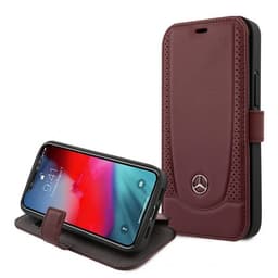 Mercedes Benz iPhone 12 Mini Etui Logo Perforeret Rød