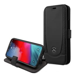 Mercedes Benz iPhone 12 Mini Kotelo Logo Perforoitu Musta