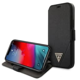 Guess iPhone 12 Pro Max Etui Gold Triangle Saffiano Svart