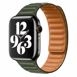 vegansk læder magnetisk Apple Watch Rem 42/44 mm Olive Green