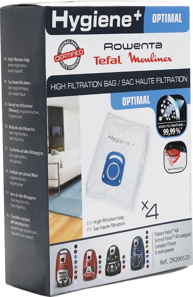 Hygiene+ Optimal dammsugarpåsar för Rowenta, OBH Nordica (4-pack)