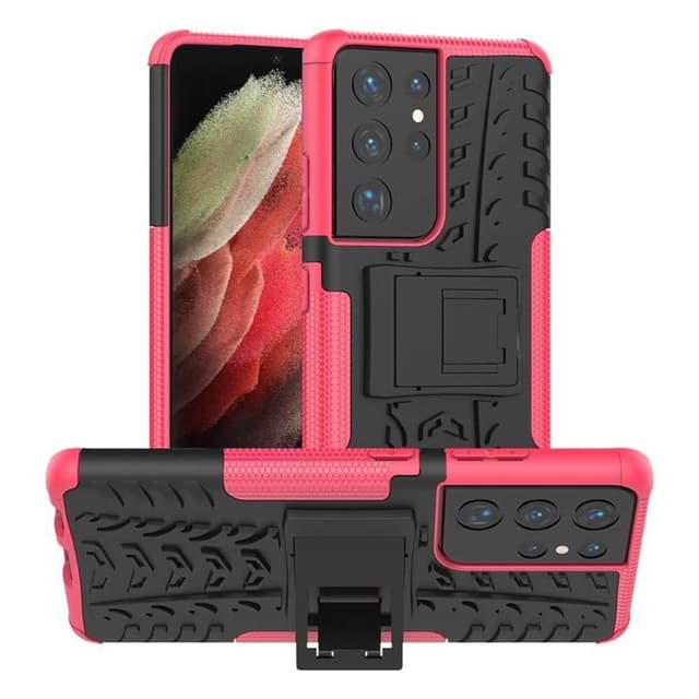 Stöttåligt skal med ställ Samsung Galaxy S21 Ultra  - Rosa